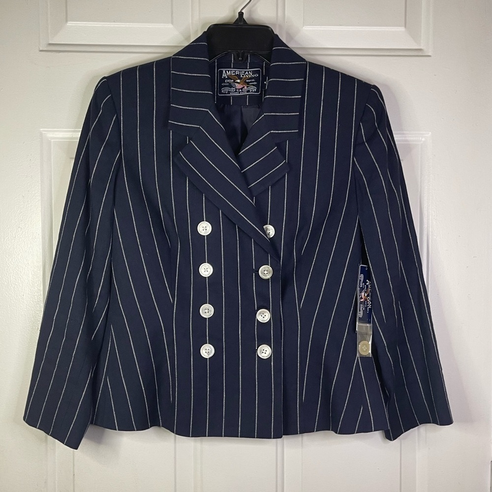 American living pin striped navy blazer. NWT. Linen blend